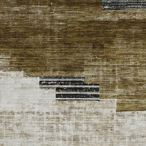 HomeRoots 5' X 8' Stylish Brown and Gray Geometric Washable Area Rug with UV Protection for Busy Homes 704917
