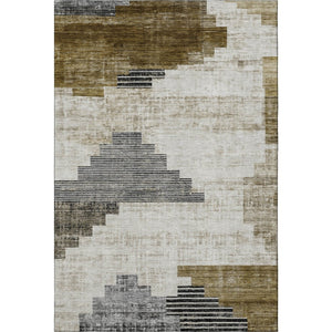HomeRoots 8' X 10' Modern Brown and Gray Geometric Area Rug - Washable, UV-Protected, Non-Slip Backing! 704919