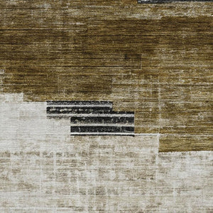 HomeRoots 9' X 12' Brown And Gray Geometric Washable Area Rug – Durable, UV Protected, Perfect for High-Traffic Spaces 704920
