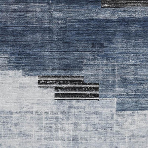 HomeRoots 5' X 8' Blue and Gray Geometric Area Rug - Washable, Stain-Resistant, UV-Protected for High Traffic Areas 704923