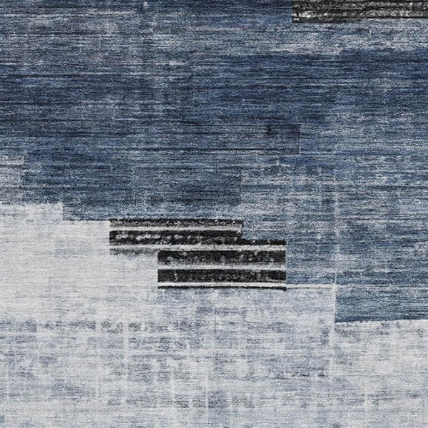 HomeRoots 5' X 8' Blue and Gray Geometric Area Rug - Washable, Stain-Resistant, UV-Protected for High Traffic Areas 704923