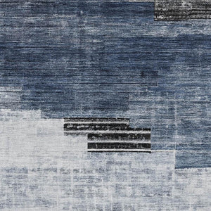 HomeRoots 8' X 10' Blue and Gray Geometric Washable Area Rug – Durable, UV-Protected, Ideal for Busy Homes 704925
