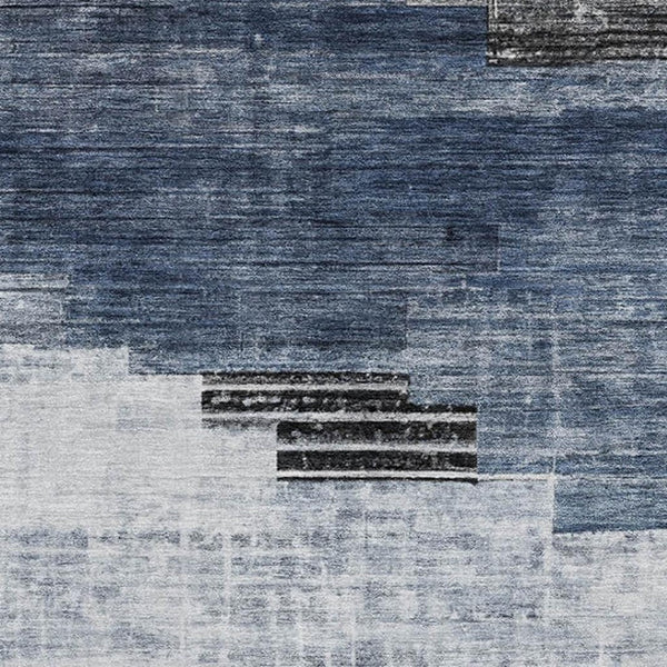 HomeRoots 8' X 10' Blue and Gray Geometric Washable Area Rug – Durable, UV-Protected, Ideal for Busy Homes 704925