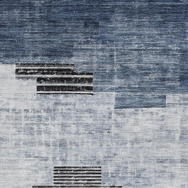 HomeRoots 9' X 12' Blue and Gray Geometric Area Rug - Durable, Stain Resistant, UV Protected for High-Traffic Spaces 704926