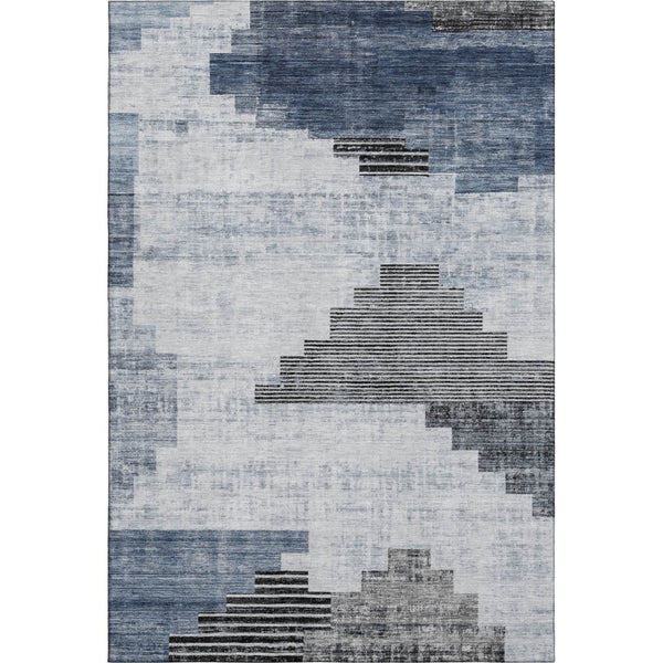 HomeRoots 10' X 14' Blue and Gray Geometric Area Rug – Stain-Resistant, UV-Protected, Perfect for Busy Homes 704927