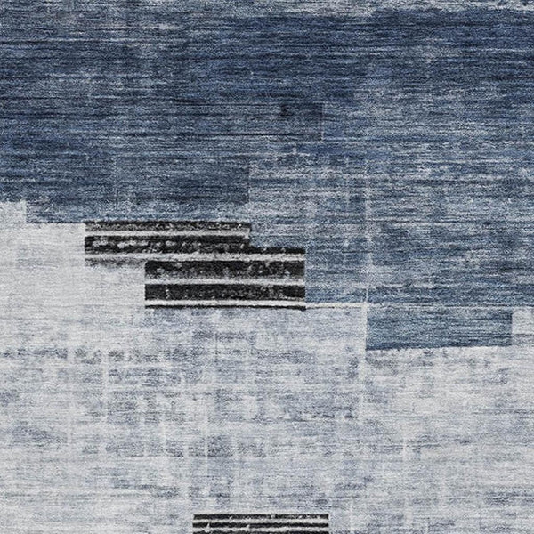 HomeRoots 10' X 14' Blue and Gray Geometric Area Rug – Stain-Resistant, UV-Protected, Perfect for Busy Homes 704927