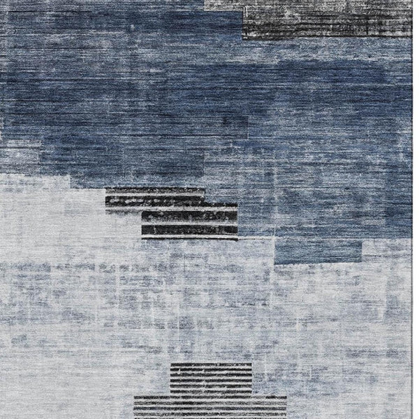HomeRoots 10' X 14' Blue and Gray Geometric Area Rug – Stain-Resistant, UV-Protected, Perfect for Busy Homes 704927