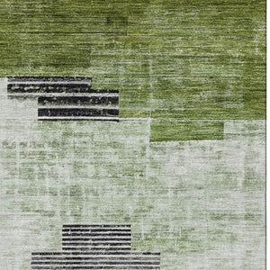 HomeRoots 8' X 10' Fern Green & Gray Geometric Area Rug - Washable, UV Protected, Durable, Stylish Design! 704931