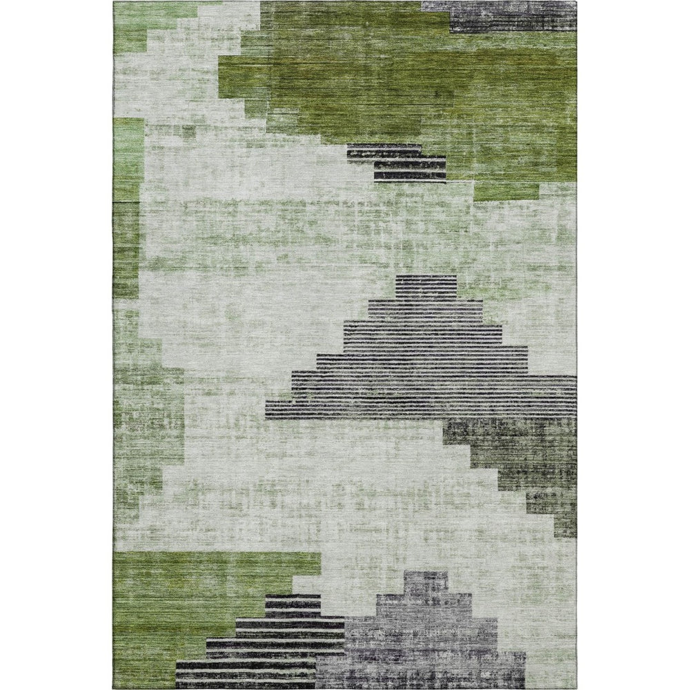 HomeRoots 10' X 14' Fern Green Geometric Washable Area Rug – Durable, Stylish, and UV-Protected for Every Home! 704933
