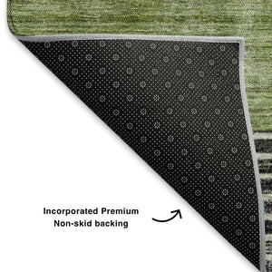 HomeRoots 10' X 14' Fern Green Geometric Washable Area Rug – Durable, Stylish, and UV-Protected for Every Home! 704933