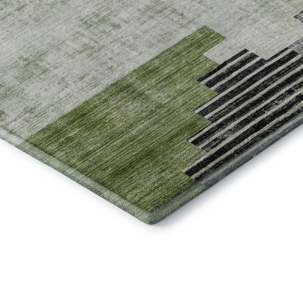 HomeRoots 10' X 14' Fern Green Geometric Washable Area Rug – Durable, Stylish, and UV-Protected for Every Home! 704933