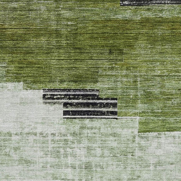 HomeRoots 10' X 14' Fern Green Geometric Washable Area Rug – Durable, Stylish, and UV-Protected for Every Home! 704933