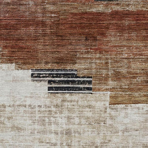 HomeRoots 5' X 8' Stylish Rust and Gray Geometric Washable Area Rug with UV Protection for Modern Homes 704935