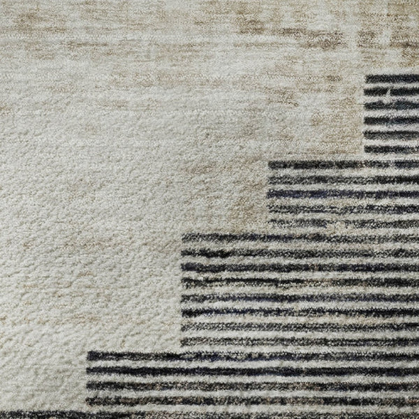 HomeRoots 8' Rust and Gray Geometric Round Area Rug - Washable, UV Protected, Stain Resistant for Busy Homes 704936