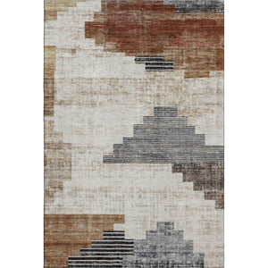 HomeRoots 10' X 14' Stylish Rust and Gray Geometric Washable Area Rug with UV Protection for Modern Homes 704939