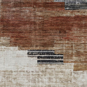 HomeRoots 10' X 14' Stylish Rust and Gray Geometric Washable Area Rug with UV Protection for Modern Homes 704939