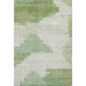 HomeRoots 5' X 8' Sage and Ivory Geometric Area Rug - Washable, Stain-Resistant, UV Protected for Modern Homes 704941