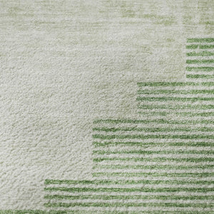 HomeRoots 8' Sage and Ivory Geometric Round Rug - Stylish, Washable, UV Protected for Modern Living Spaces 704942