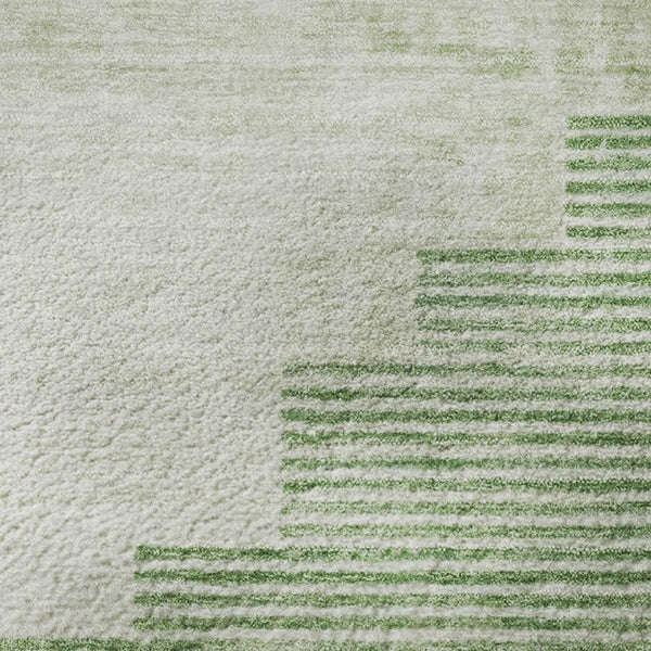 HomeRoots 8' Sage and Ivory Geometric Round Rug - Stylish, Washable, UV Protected for Modern Living Spaces 704942