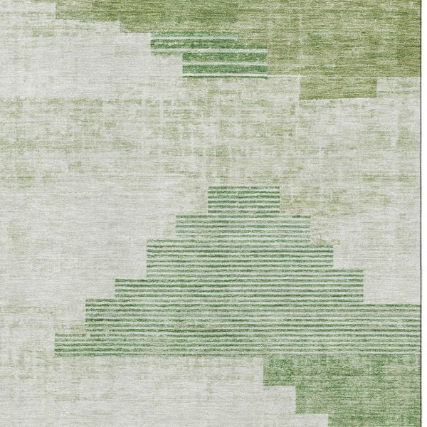 HomeRoots 8' X 10' Modern Sage and Ivory Geometric Area Rug - Washable, UV Protected, Durable for Homes 704943