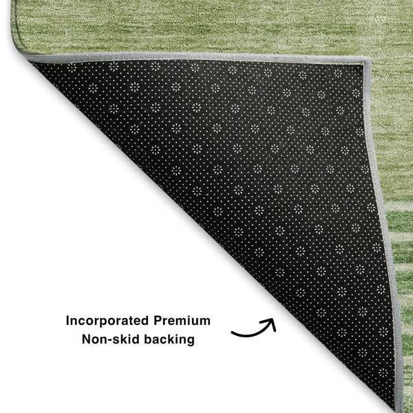 HomeRoots 9' X 12' Sage and Ivory Geometric Area Rug - Washable, UV-Protected, & Stain Resistant for Modern Homes 704944