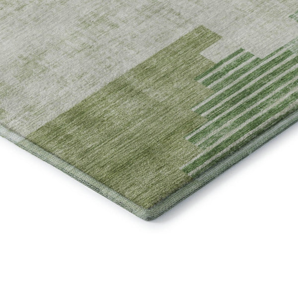 HomeRoots 9' X 12' Sage and Ivory Geometric Area Rug - Washable, UV-Protected, & Stain Resistant for Modern Homes 704944