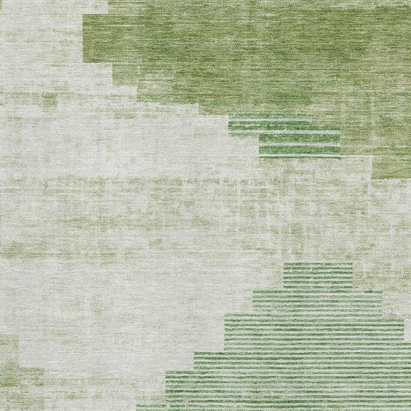 HomeRoots 9' X 12' Sage and Ivory Geometric Area Rug - Washable, UV-Protected, & Stain Resistant for Modern Homes 704944