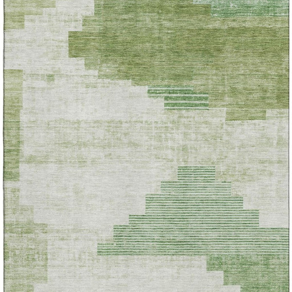 HomeRoots 10' X 14' Sage and Ivory Geometric Washable Area Rug – Stylish, UV-Protected, and Easy-Care Solution! 704945