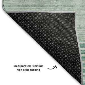 HomeRoots 8' Teal Geometric Washable Round Rug with UV Protection – Durable, Stylish, and Easy-Care Design 704948