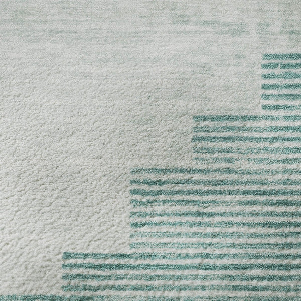 HomeRoots 8' Teal Geometric Washable Round Rug with UV Protection – Durable, Stylish, and Easy-Care Design 704948