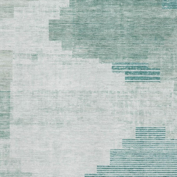 HomeRoots 10' Teal & Ivory Geometric Area Rug - Washable, UV-Protected, Durable Design for High-Traffic Spaces 704951