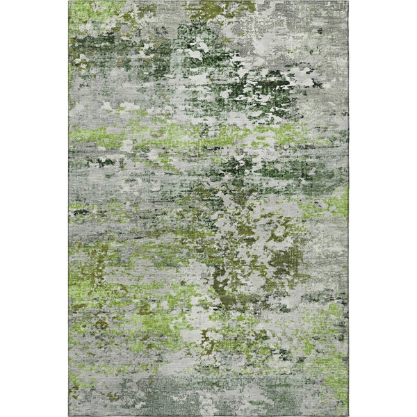 HomeRoots 5' X 8' Artichoke Green & Ivory Abstract Area Rug - Durable, Stain-Resistant with UV Protection! 704953