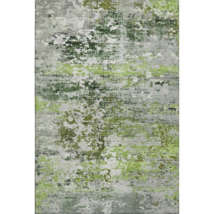 HomeRoots 8' X 10' Stylish Artichoke Green & Ivory Abstract Washable Area Rug with UV Protection & Durability 704955