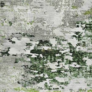 HomeRoots 8' X 10' Stylish Artichoke Green & Ivory Abstract Washable Area Rug with UV Protection & Durability 704955