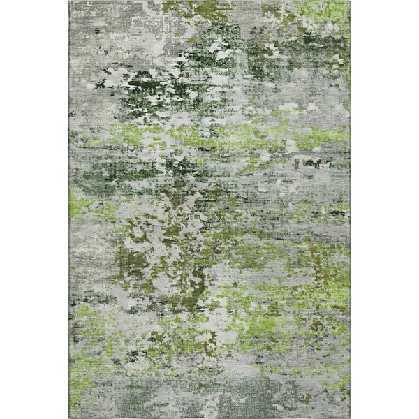 HomeRoots 10' X 14' Artichoke Green Abstract Washable Area Rug - Durable, UV-Protected, Stylish & Soft! 704957