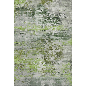 HomeRoots 10' X 14' Artichoke Green Abstract Washable Area Rug - Durable, UV-Protected, Stylish & Soft! 704957