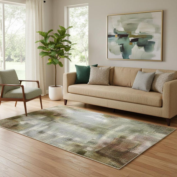 HomeRoots 5' X 8' Coral and Ivory Abstract Washable Area Rug - UV Protected, Stain-Resistant, Durable Design 704959