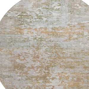 HomeRoots 8' Coral and Ivory Abstract Washable Round Area Rug with Stain Resistance and UV Protection Features 704960