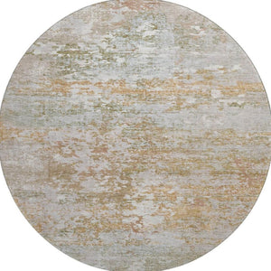 HomeRoots 8' Coral and Ivory Abstract Washable Round Area Rug with Stain Resistance and UV Protection Features 704960