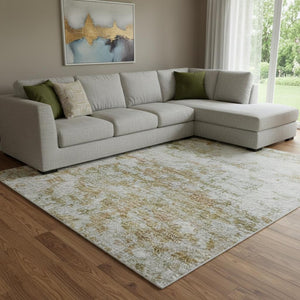 HomeRoots 8' X 10' Coral and Ivory Abstract Area Rug - Washable, Stain Resistant, UV Protected for Busy Homes 704961