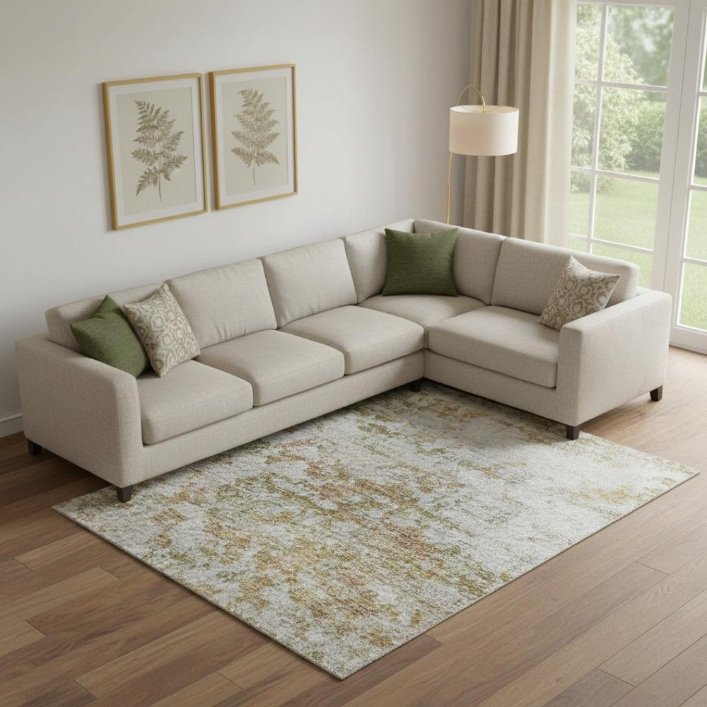 HomeRoots 10' X 14' Modern Coral & Ivory Abstract Washable Area Rug with UV Protection for High-Traffic Spaces 704963
