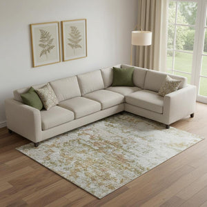 HomeRoots 10' X 14' Modern Coral & Ivory Abstract Washable Area Rug with UV Protection for High-Traffic Spaces 704963