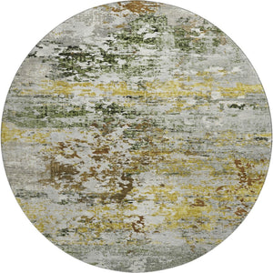 HomeRoots 8' Gold and Beige Abstract Washable Round Rug - UV Protected, Stain-Resistant, Stylish Home Decor 704966