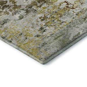 HomeRoots 8' Gold and Beige Abstract Washable Round Rug - UV Protected, Stain-Resistant, Stylish Home Decor 704966