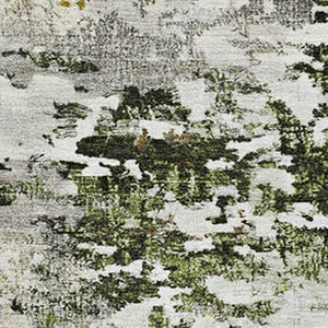 HomeRoots 8' X 10' Modern Gold and Beige Abstract Area Rug - Washable, UV Protected, Kid & Pet Friendly Design 704967