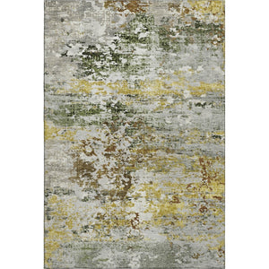 HomeRoots 9' X 12' Gold and Beige Abstract Washable Area Rug - Durable, UV-Protected, Modern Design for Any Room 704968