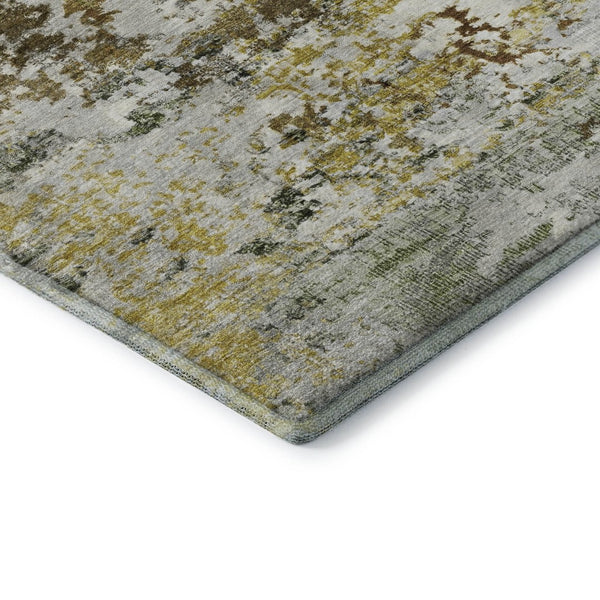 HomeRoots 9' X 12' Gold and Beige Abstract Washable Area Rug - Durable, UV-Protected, Modern Design for Any Room 704968