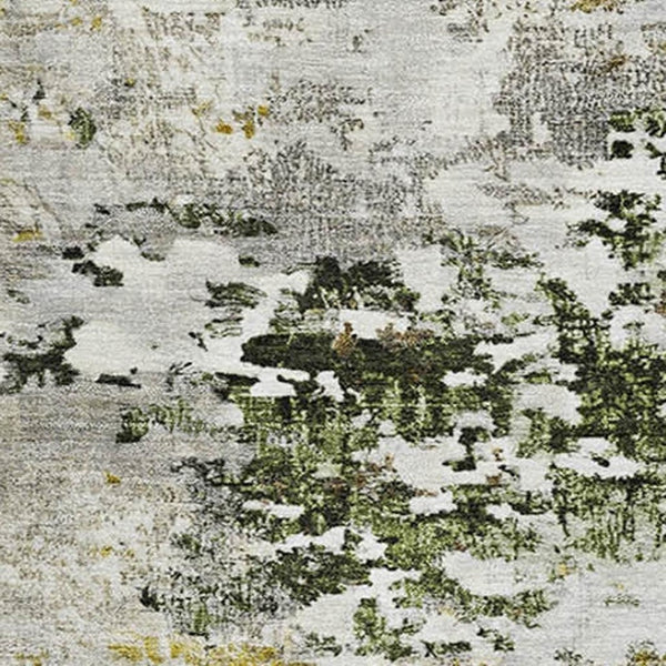 HomeRoots 9' X 12' Gold and Beige Abstract Washable Area Rug - Durable, UV-Protected, Modern Design for Any Room 704968
