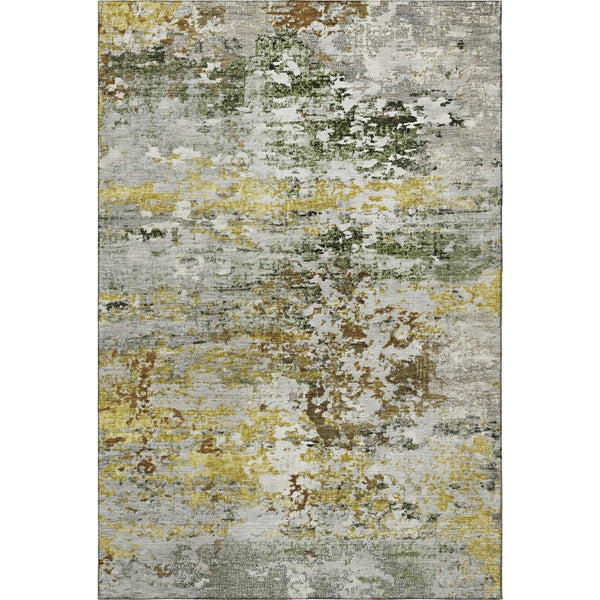 HomeRoots 10' Gold and Beige Abstract Washable Area Rug - Durable, UV-Protected, Modern Design for Any Space 704969
