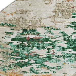 HomeRoots 8' Vibrant Orange, Teal & Blush Abstract Round Rug - Washable, UV-Protected & Stain-Resistant Design 704972